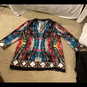 Black blouse with amazing colorful pattern!